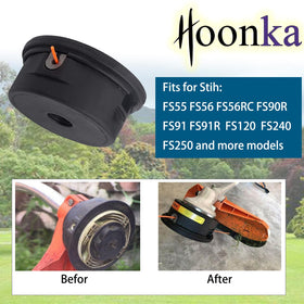 Funhoon STIHL-compatible trimmer head shown with model compatibility.