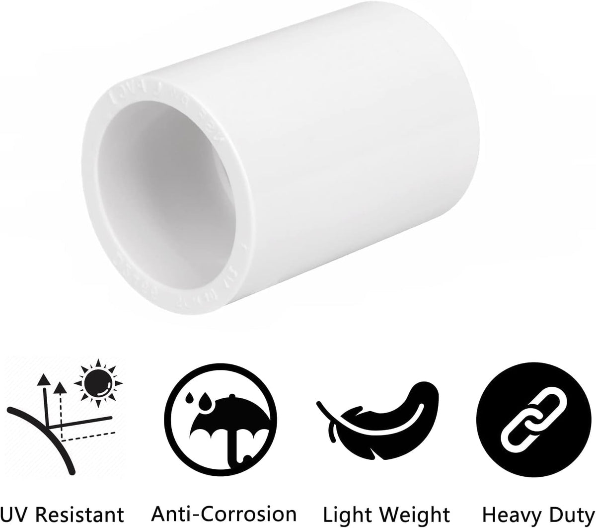 12 Pack 1/2" PVC Pipe Coupling Adapter Pipe Fitting Connector (Socket x Socket), Furniture Build Grade SCH40 1/2 Inch PVC Pipe Slip Socket Connectors for Home or Industrial Use, White