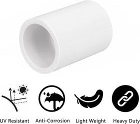 12 Pack 1/2" PVC Pipe Coupling Adapter Pipe Fitting Connector (Socket x Socket), Furniture Build Grade SCH40 1/2 Inch PVC Pipe Slip Socket Connectors for Home or Industrial Use, White