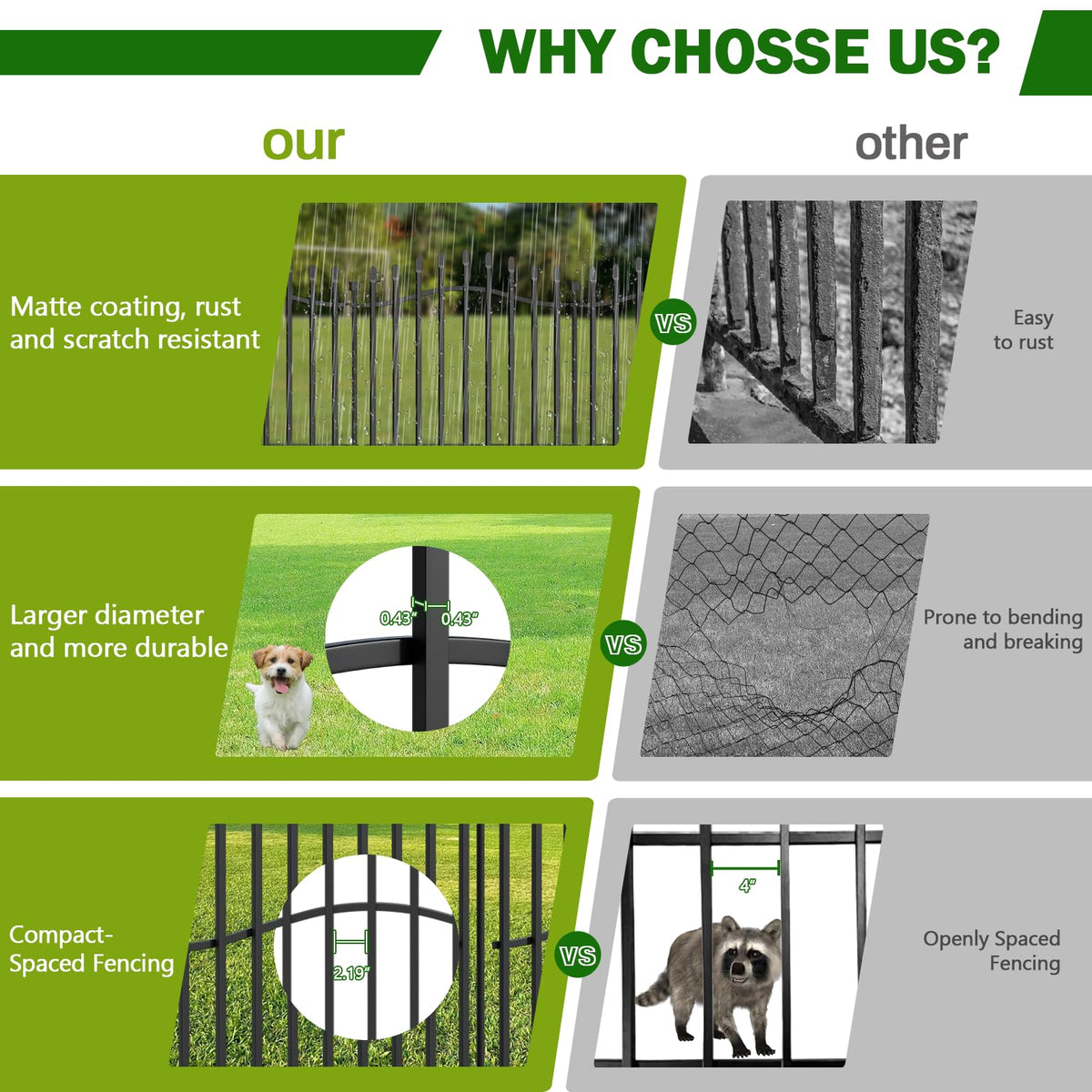 Bilibompa 10-Panel No-Dig Garden Fence | 24 in H x 27 in W, 22.5 ft Long