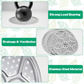 KKONHII 6-Pack Round Planter Inserts | Stainless Steel Pot Liners with Drainage Holes (9.45/11/12.6 in)