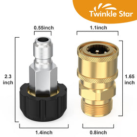Twinkle Star M22 14mm to 3/8 Inch Quick Connect Fittings — 6-Piece Pressure Washer Adapter Kit