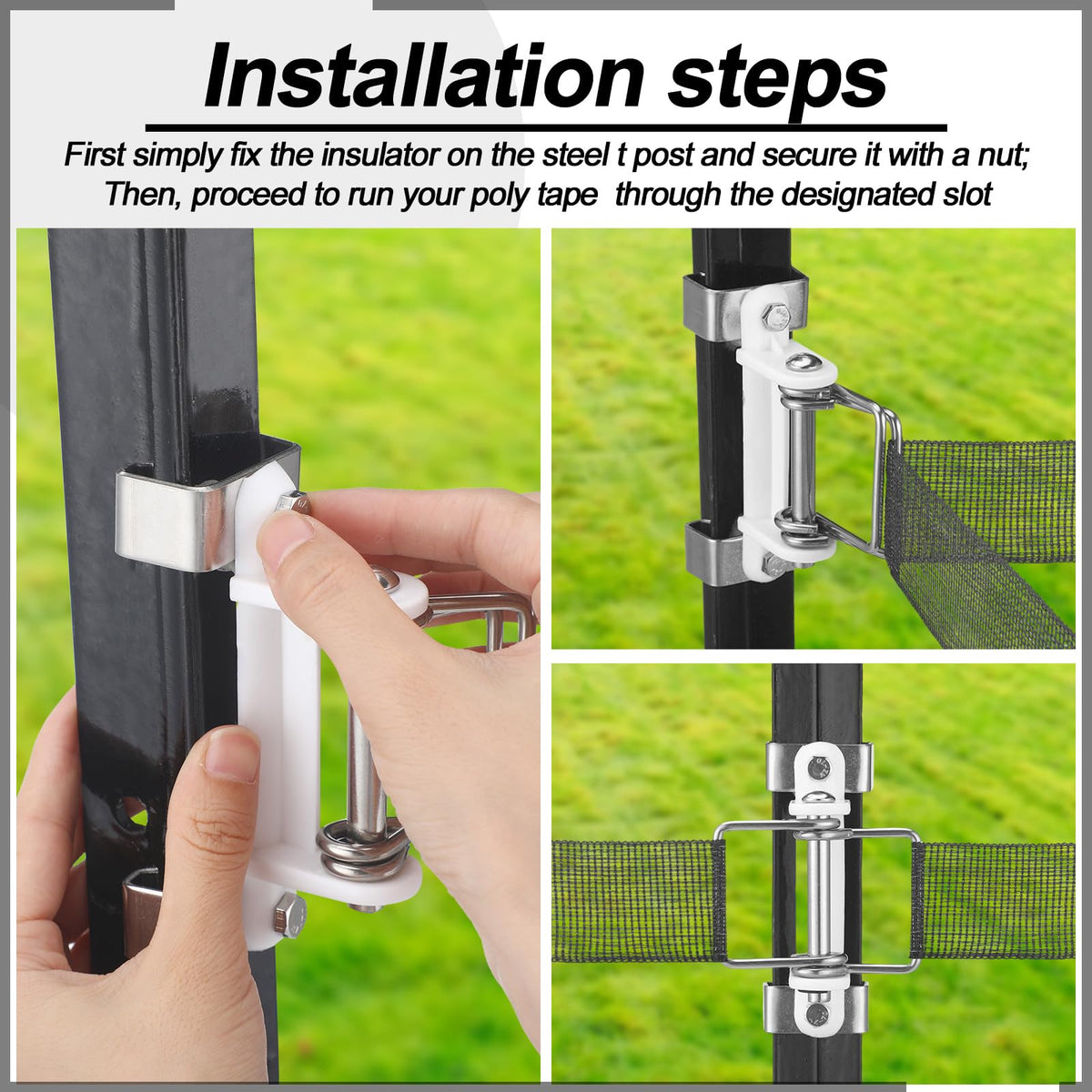 Blulu 10 Pcs T Post Polytape Corner Insulators – Durable T-Post End Insulators for Agricultural Fencing