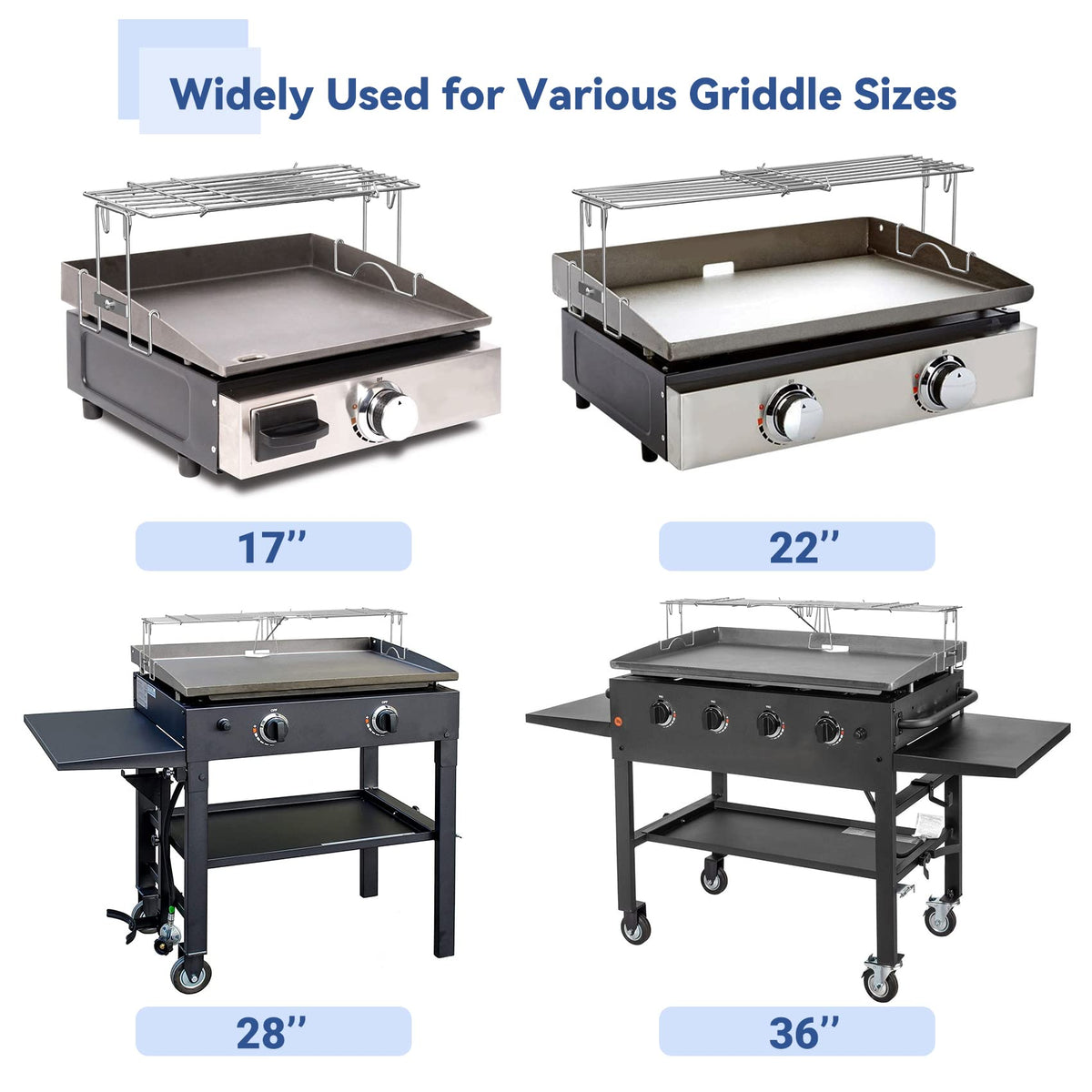 Skyflame Adjustable Griddle Warming Rack | Universal Stainless Steel, Fits 17–36 Inch Griddles