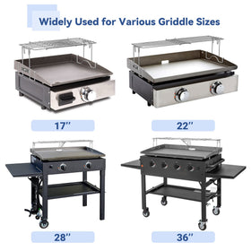 Skyflame Adjustable Griddle Warming Rack | Universal Stainless Steel, Fits 17–36 Inch Griddles