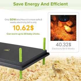 Tetuga Chick Brooder Heating Plate -16 x 22 Inch Chicken Brooder Heater Plate for Chicks with Adjustable Height & Angle - 50W Safer Than Brooder Lamp Warms Up to 50 Chicks