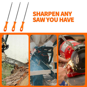 OXDFK Chainsaw Chain Sharpening File Set – 5/32, 7/32 & 3/16 in | Ergonomic Plastic Handles