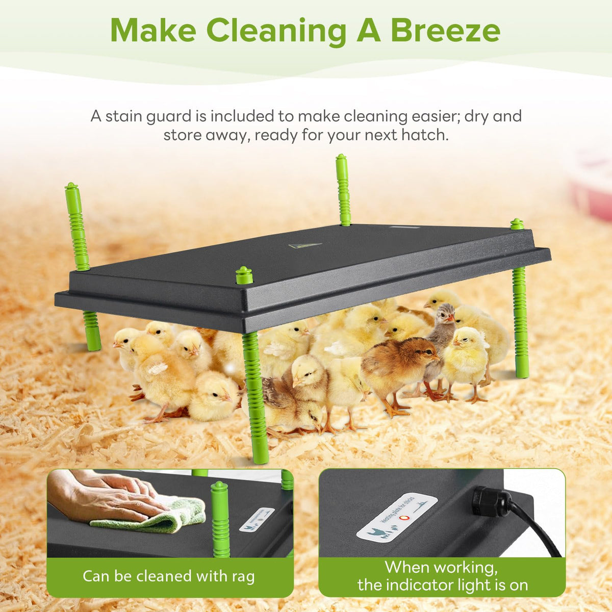 Tetuga Chick Brooder Heating Plate -16 x 22 Inch Chicken Brooder Heater Plate for Chicks with Adjustable Height & Angle - 50W Safer Than Brooder Lamp Warms Up to 50 Chicks