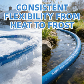 Flaronro 10ft Heavy Duty Rubber Garden Hose – 5/8 in ID, Brass Fittings, No Memory
