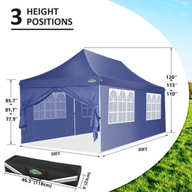 COBIZI adjustable-height frame options 110, 115, 120 inches