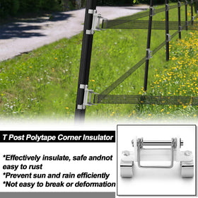 Blulu 10 Pcs T Post Polytape Corner Insulators – Durable T-Post End Insulators for Agricultural Fencing