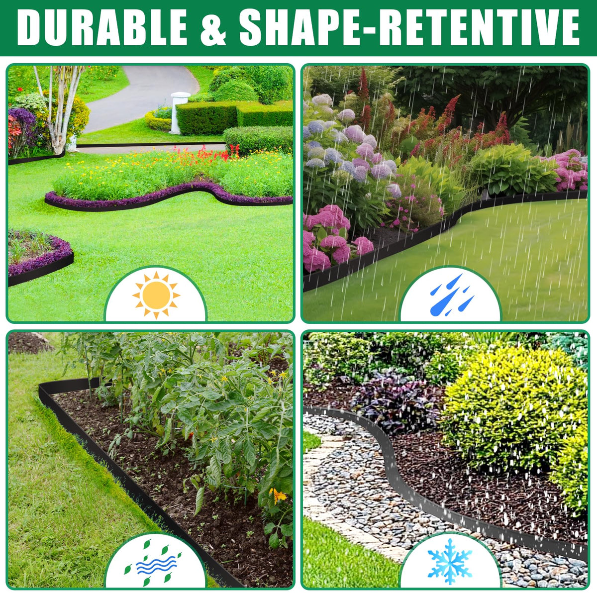 YUYIUS Landscape Edging Border – 1.5”x40’ No-Dig Garden Border with 40 Stakes