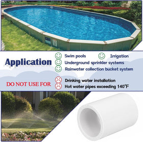 12 Pack 1/2" PVC Pipe Coupling Adapter Pipe Fitting Connector (Socket x Socket), Furniture Build Grade SCH40 1/2 Inch PVC Pipe Slip Socket Connectors for Home or Industrial Use, White
