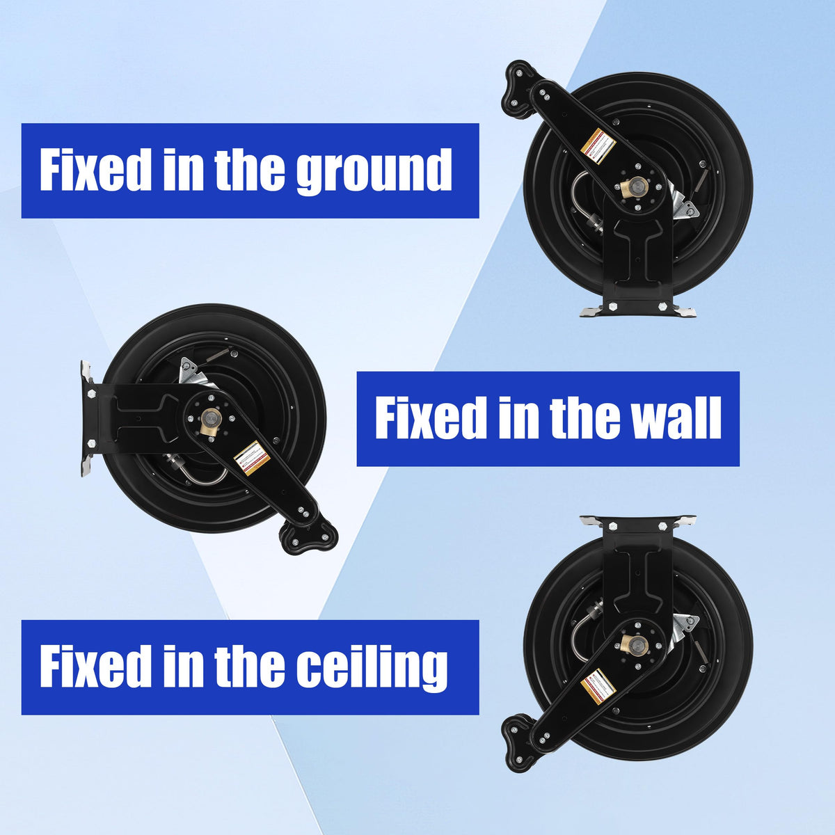 FIXFANS 50 ft Auto-Rewind High Pressure Hose Reel, 4000 PSI, Steel Dual Arm