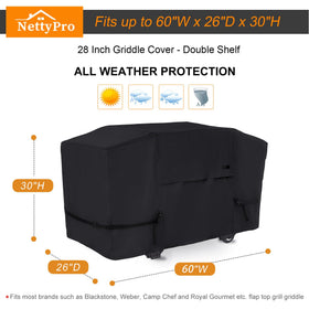 NettyPro Griddle Cover for Blackstone 28-inch Griddle — Waterproof & UV-Resistant, 2-Burner