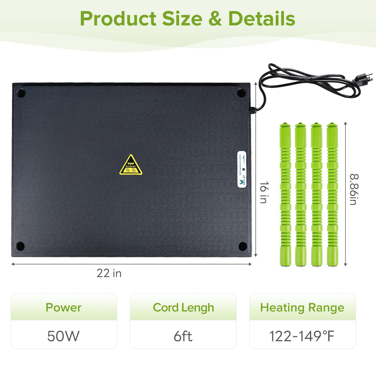 Tetuga Chick Brooder Heating Plate -16 x 22 Inch Chicken Brooder Heater Plate for Chicks with Adjustable Height & Angle - 50W Safer Than Brooder Lamp Warms Up to 50 Chicks