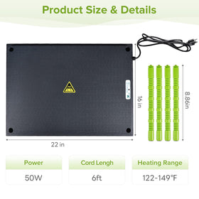 Tetuga Chick Brooder Heating Plate -16 x 22 Inch Chicken Brooder Heater Plate for Chicks with Adjustable Height & Angle - 50W Safer Than Brooder Lamp Warms Up to 50 Chicks