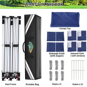 COBIZI complete accessories include stakes and ropes for stability