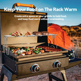 Skyflame Adjustable Griddle Warming Rack | Universal Stainless Steel, Fits 17–36 Inch Griddles