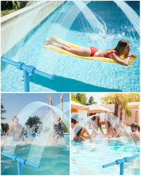 Spyong Pool Fountain 360° Dual Spray, Adjustable Height – 2-in-1 Waterfall for Above/Inground Pools