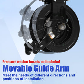 FIXFANS 50 ft Auto-Rewind High Pressure Hose Reel, 4000 PSI, Steel Dual Arm