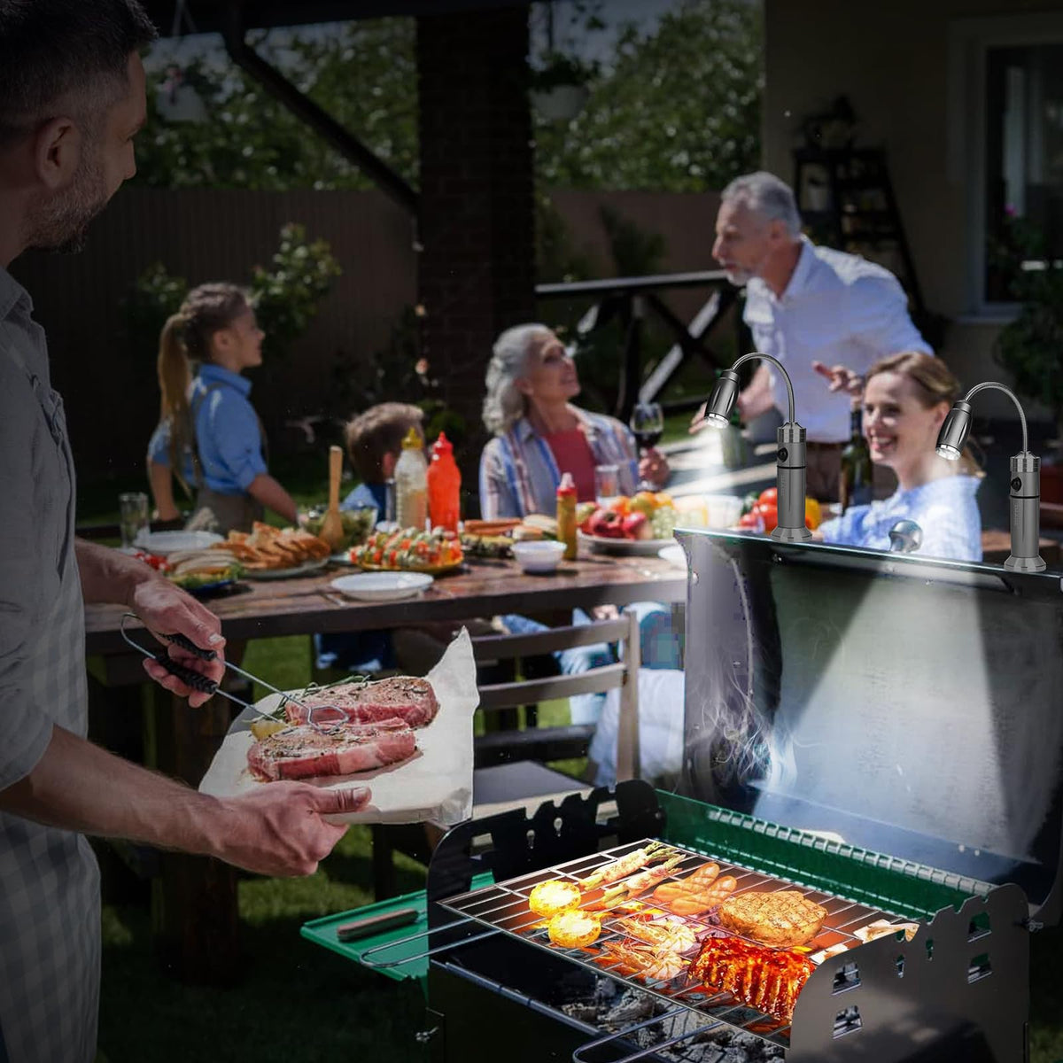 IMAGE 360-degree flexible neck delivers broad illumination over the grill area