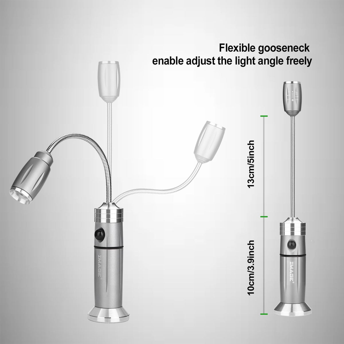 IMAGE grill light with metal plate adapts to non-iron surfaces for versatile mounting