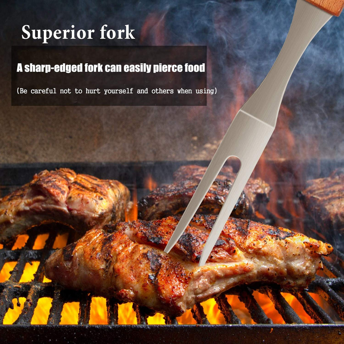IMAGE Wooded BBQ stainless steel build resists rust and corrosion.