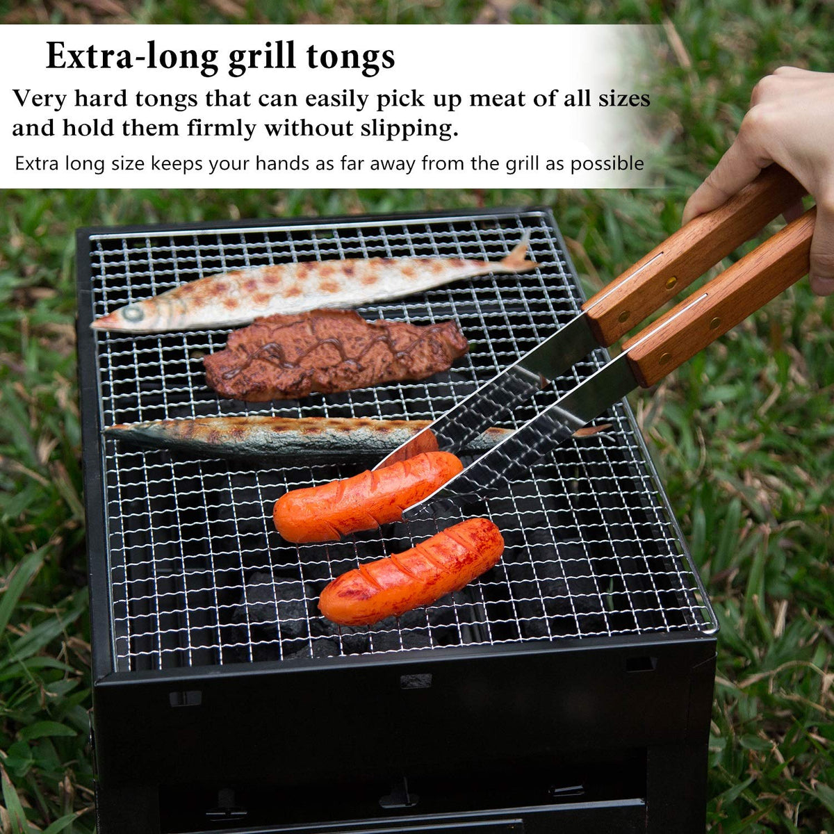 IMAGE Wooded BBQ tool with wood handle for comfortable grip.