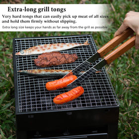 IMAGE Wooded BBQ tool with wood handle for comfortable grip.