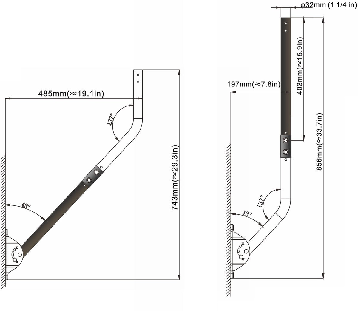 Imbesel extension pole extended height improves antenna position