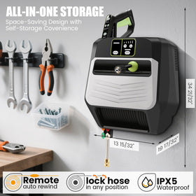 Imdot durable reel and auto-rewind simplify storage after use.