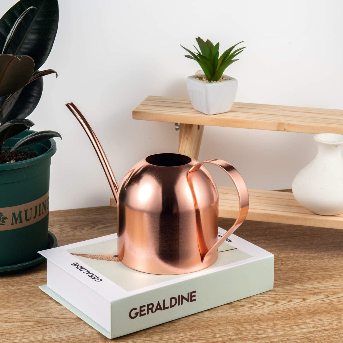 IMEEA desk-ready watering can fits on a shelf for compact spaces