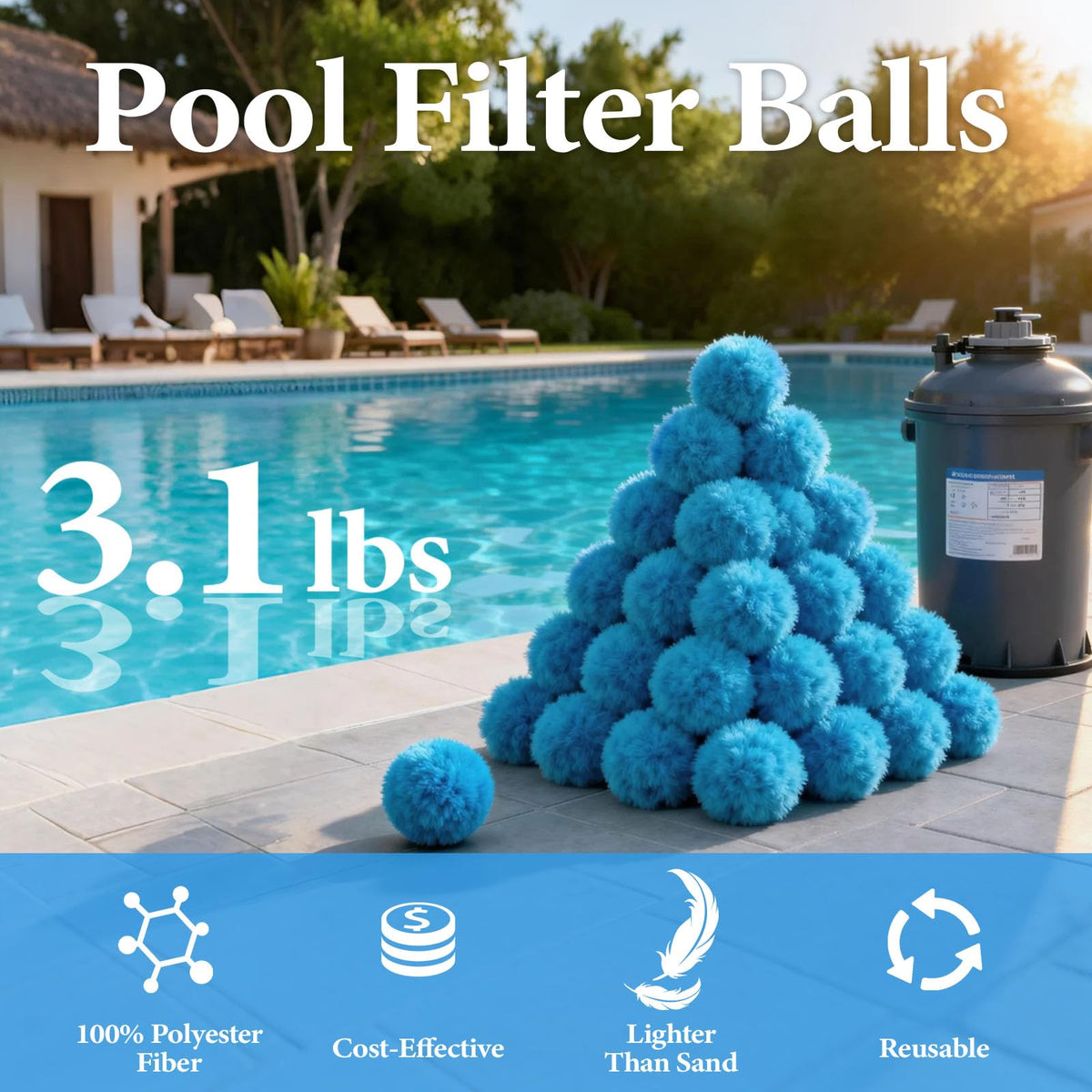iMiibel filter balls demonstrate fine filtration for cleaner pool water