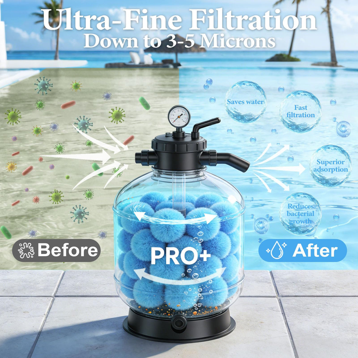 iMiibel filter balls are washable and reusable for long-lasting pool filtration