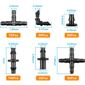 iMopo barbed connectors kit-tees enable versatile irrigation splits for beds and containers.