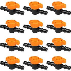 iMopo drip valve 12-pack with barbed ends for secure irrigation connections.