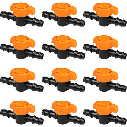 iMopo drip valve 12-pack with barbed ends for secure irrigation connections.