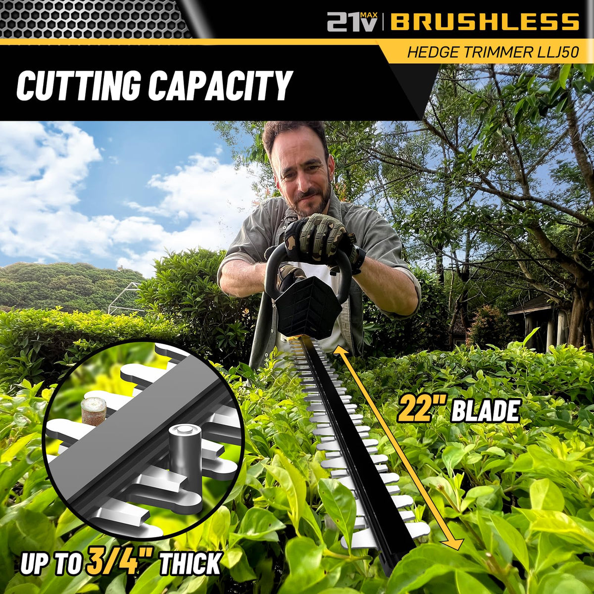 IMOUMLIVE 22-inch blade enables precise hedge shaping