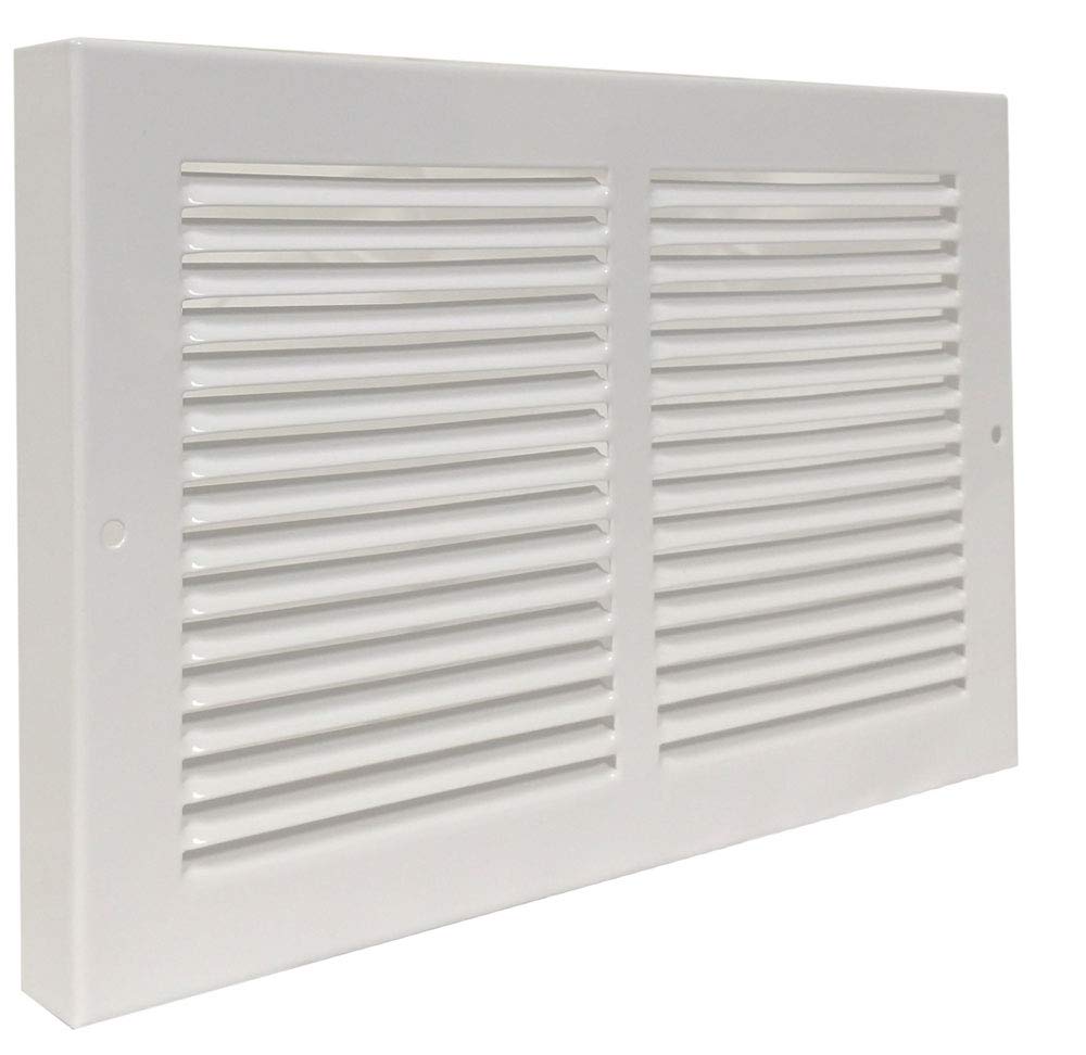 Imperial white baseboard return grill full view for 10x6 opening, clean finish.