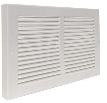 Imperial white baseboard return grill full view for 10x6 opening, clean finish.