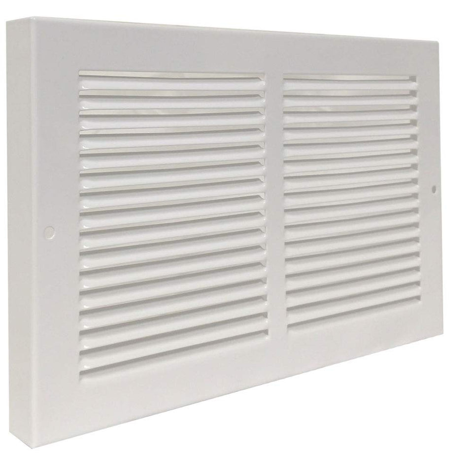 Imperial white baseboard return grill full view for 10x6 opening, clean finish.