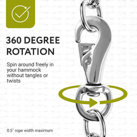 IMPRESA 360-degree rotation hammock hanger enabling smooth lounging