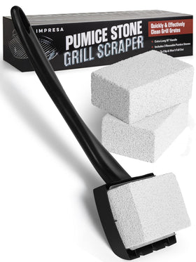 IMPRESA pumice stone grill brush 5x2 inch head removes grease for a spotless grill.
