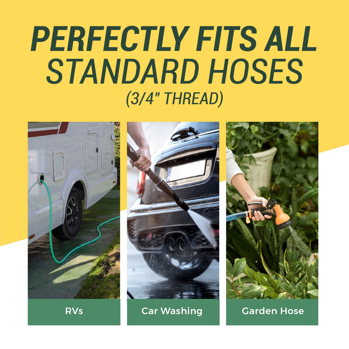 IMPRESA three-pack arranged showcases versatile adapters for gardens, garages, RVs
