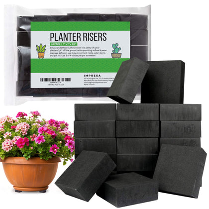 IMPRESA Square Foam Pot Risers top view elevate planters for improved drainage and airflow.