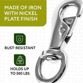 IMPRESA swivel hook with silver rust-resistant finish for outdoor use