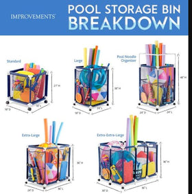 Improvements Pool Storage Bin-Standard organized pool area in use by the deck.