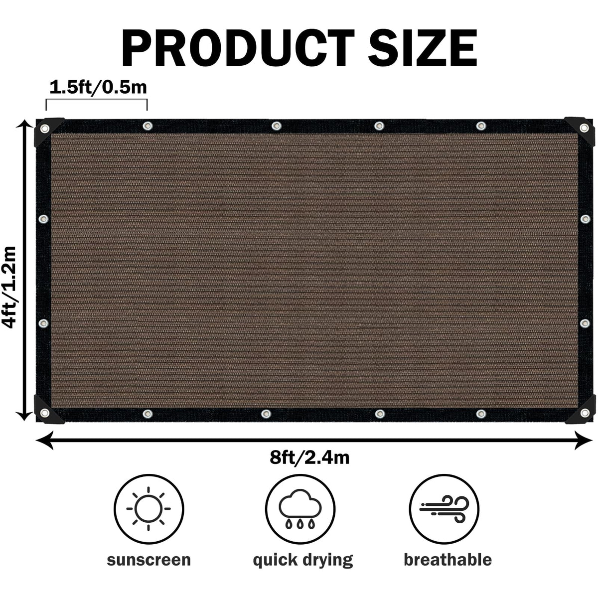 IMSGVIFO Mocha shade with reinforced grommets ensures secure installation