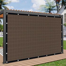 IMSGVIFO Mocha shade doubles as a privacy screen for outdoor spaces